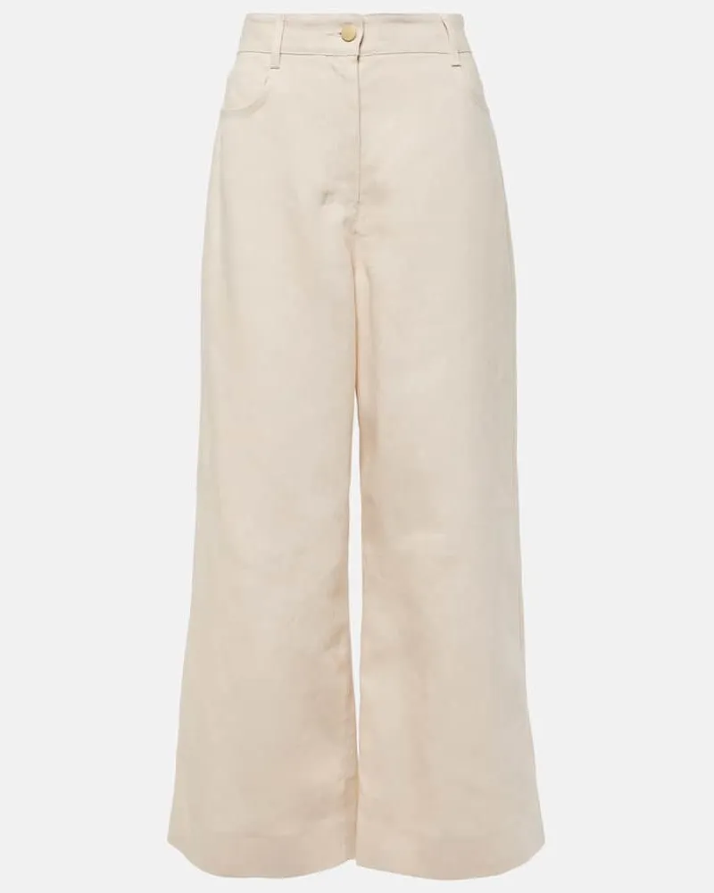 Max Mara Weite High-Rise-Hose Lapo aus Leinen Neutral