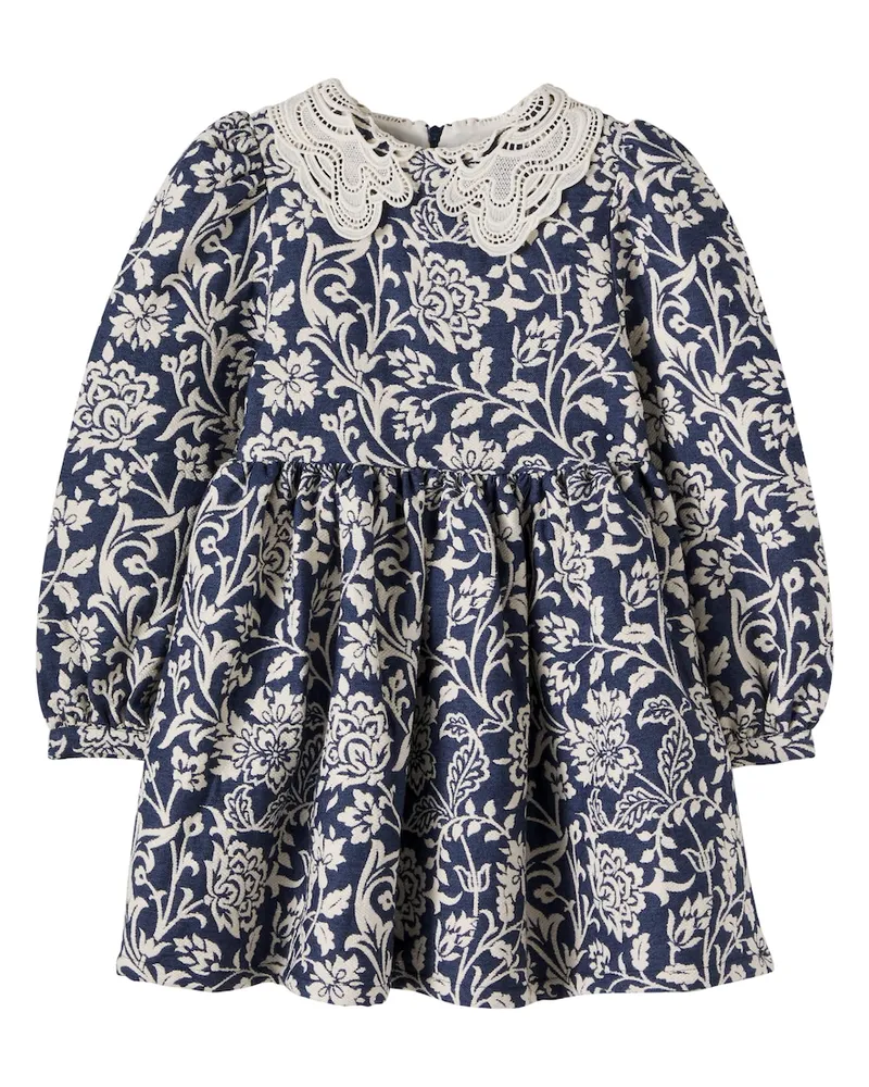 The New Society Kleid Eloween aus Jacquard mit Guipure-Spitze Blau