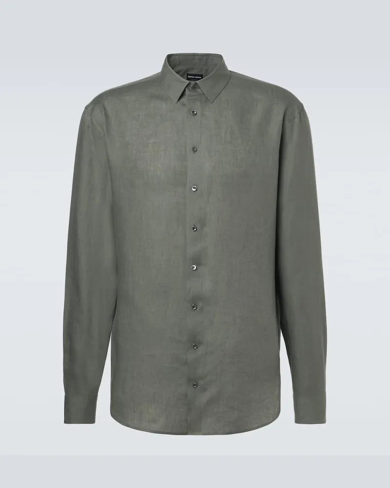 Giorgio Armani Hemd aus Leinen Grün