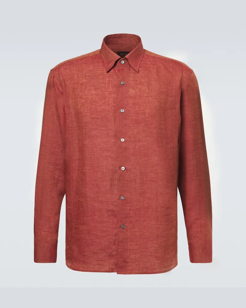 Brioni Hemd aus Leinen Orange