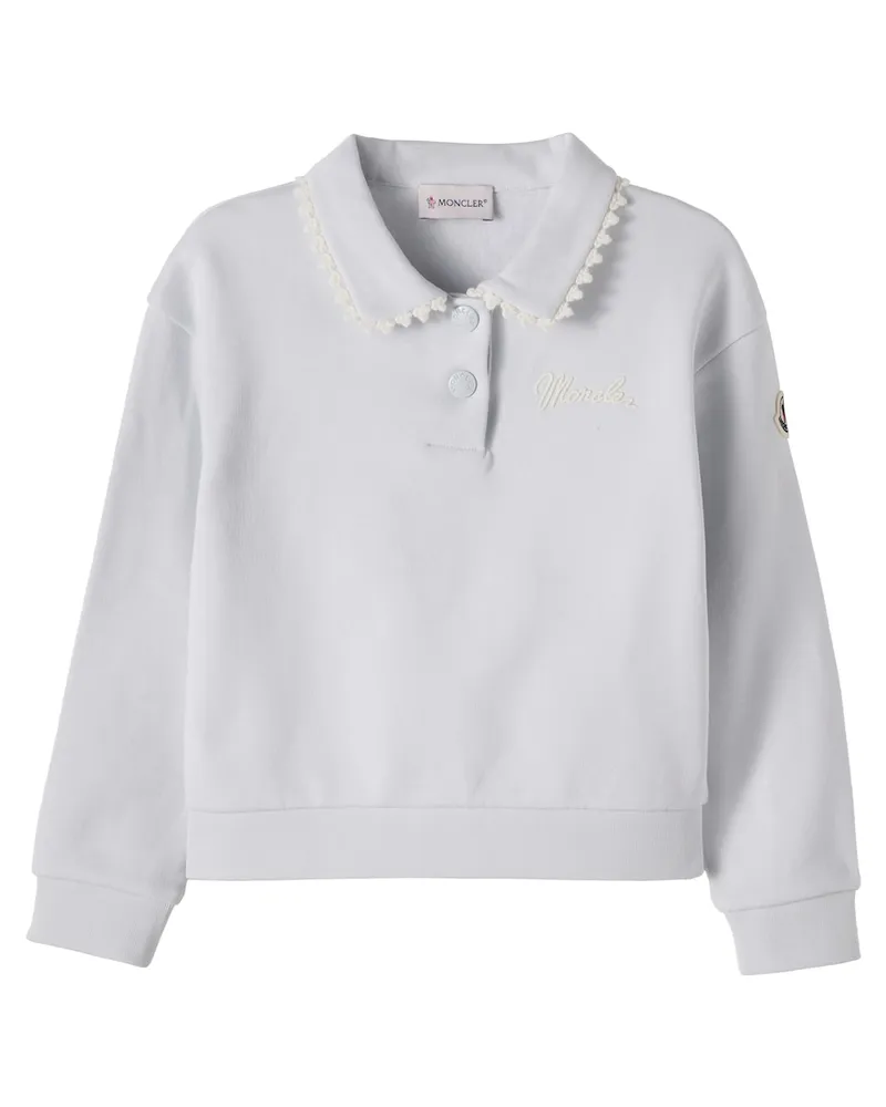 Moncler Polo-Sweatshirt aus Baumwollfleece Blau