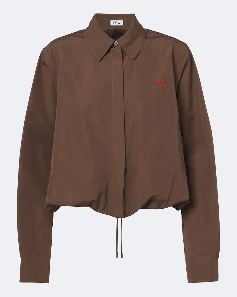 Loewe Cropped-Hemd Double L aus Baumwollpopeline Braun