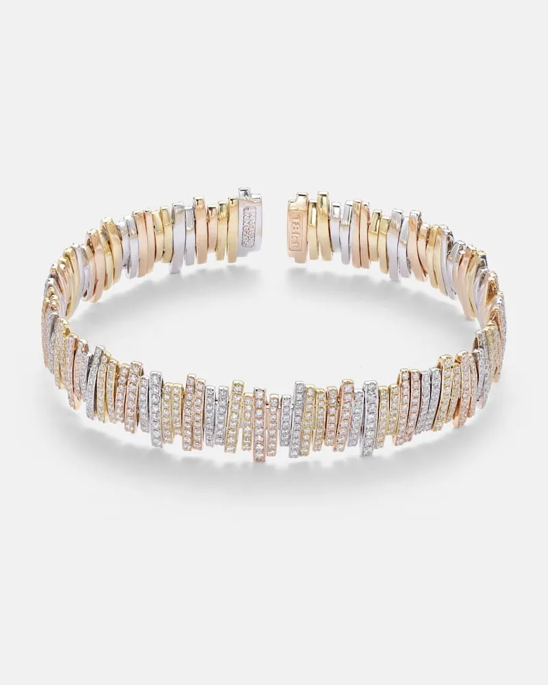 Suzanne Kalan Armreif aus 18kt Gelb-, Weiß- und Roségold mit Diamanten Multicolor