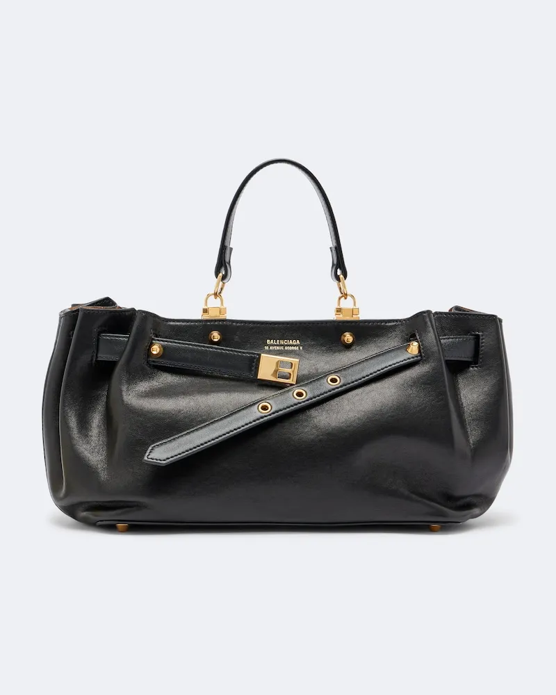 Balenciaga Henkeltasche Fan Small aus Leder Schwarz