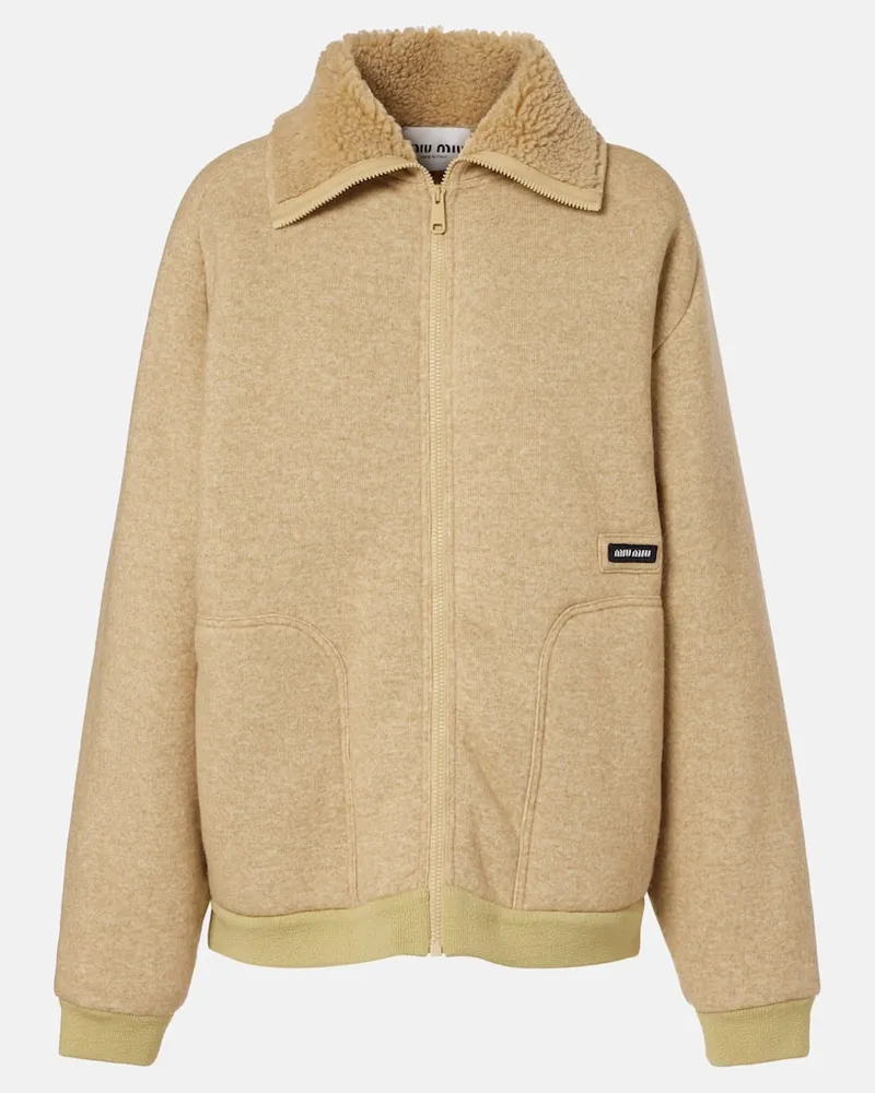 Miu Miu Blouson mit Teddyfleece Beige