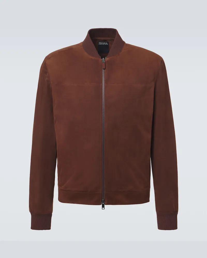 Ermenegildo Zegna Bomberjacke aus Veloursleder Braun