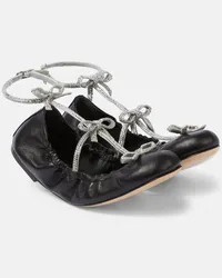 René Caovilla Verzierte Ballerinas Caterina aus Leder Schwarz