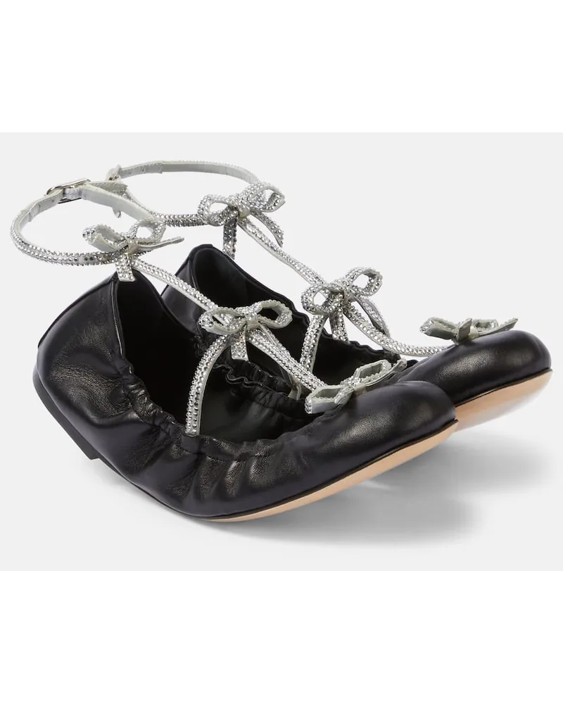René Caovilla Verzierte Ballerinas Caterina aus Leder Schwarz