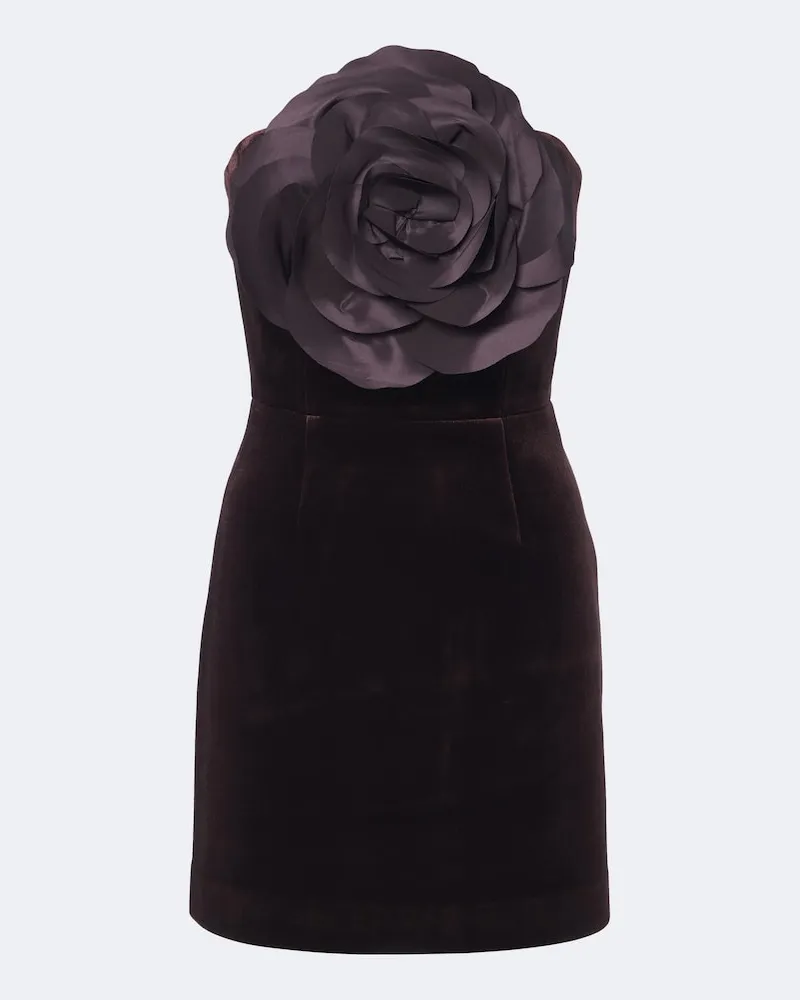 Rebecca Vallance Verziertes Bustierkleid Lois aus Samt Braun
