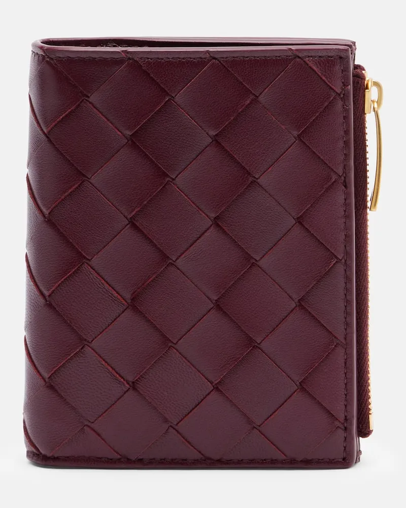 Bottega Veneta Portemonnaie Small aus Leder Burgunderrot
