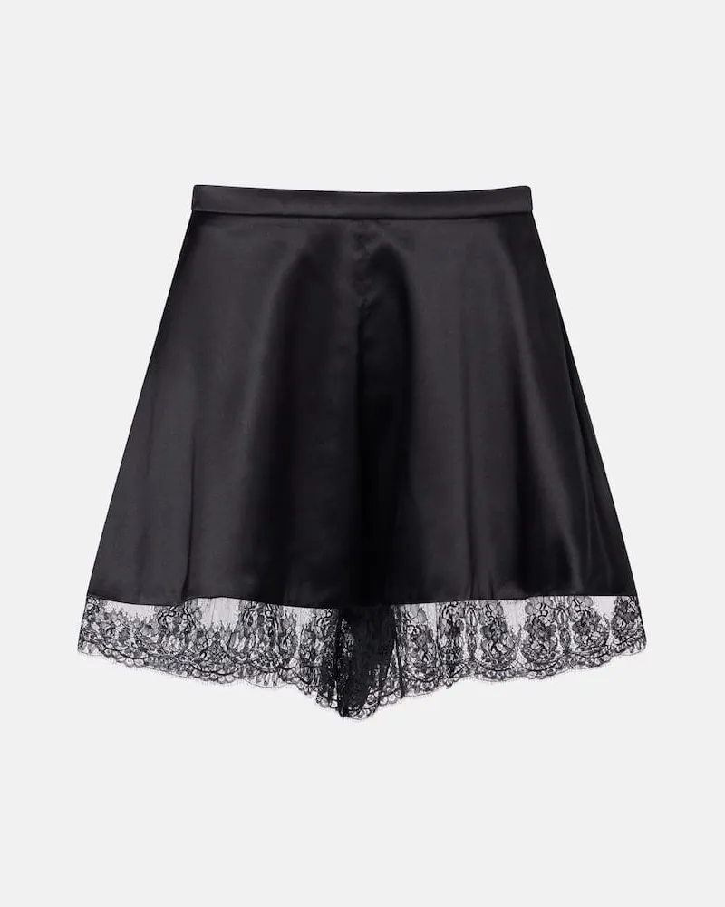 Nina Ricci Shorts aus Satin mit Spitze Schwarz