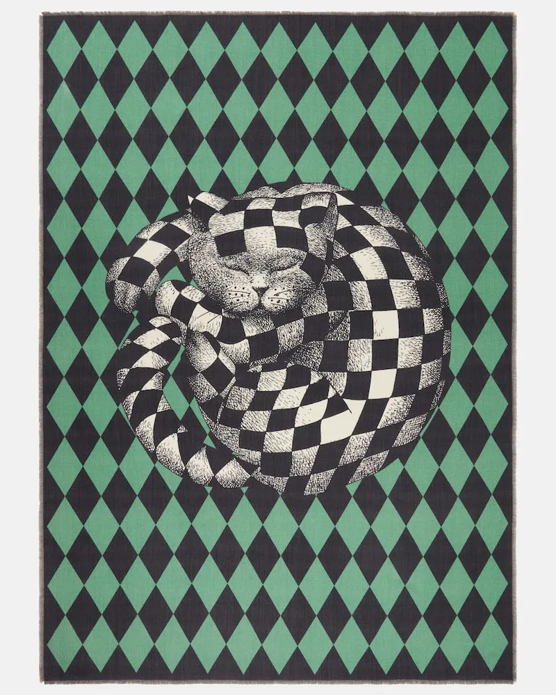 Fornasetti Plaid High Fidelity aus Wolle Grün