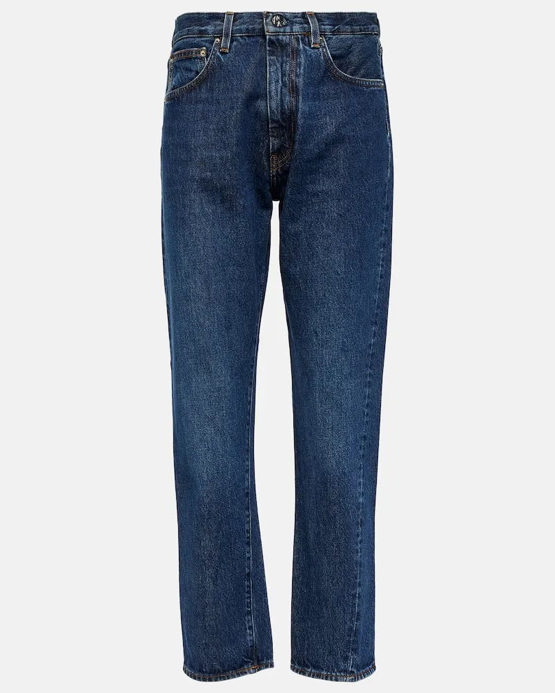 Totême Mid-Rise Straight Jeans Twisted Seam Blau