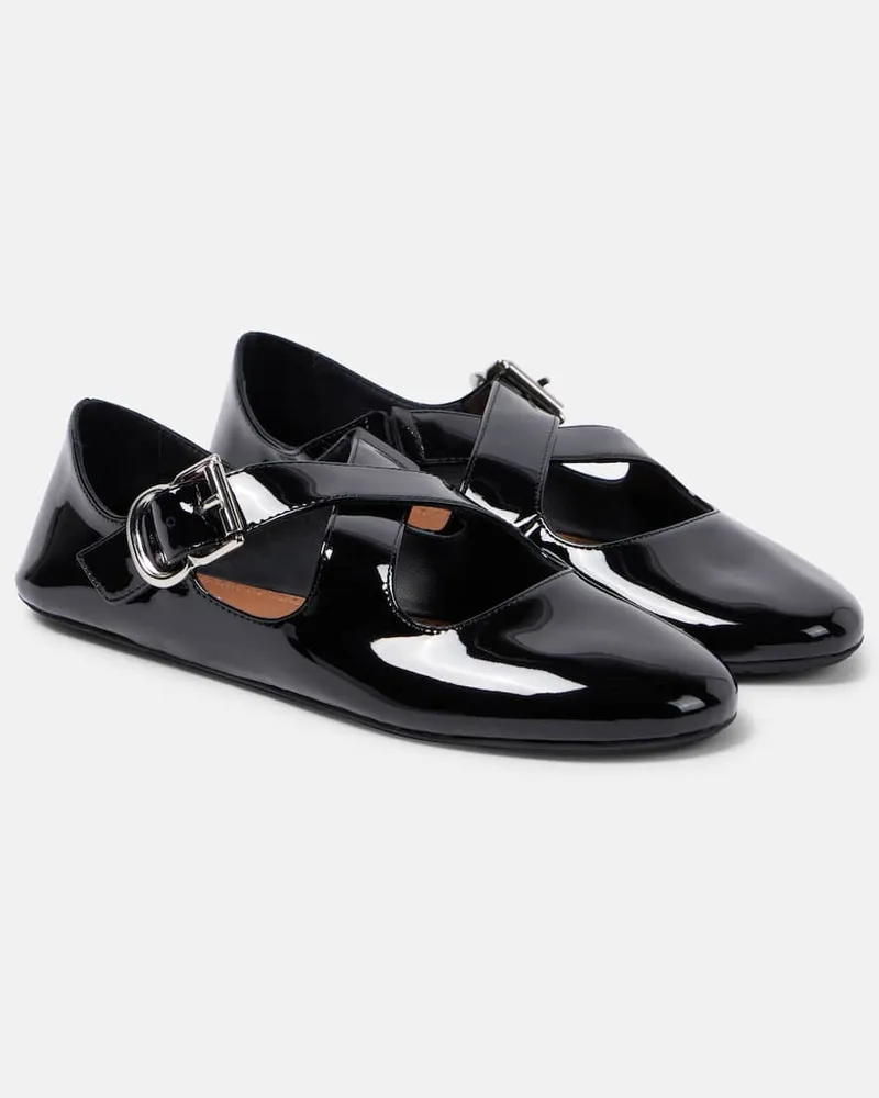 Alaïa Alaïa Ballerinas Criss Cross aus Lackleder Schwarz