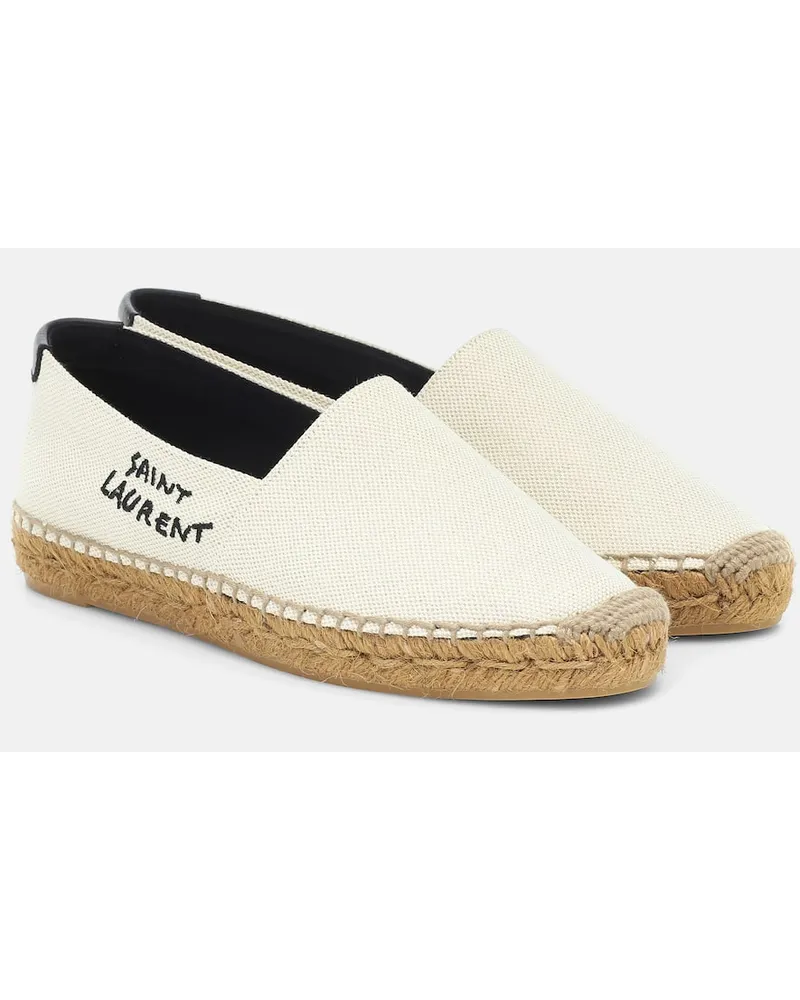 Saint Laurent Bestickte Espadrilles aus Canvas Beige