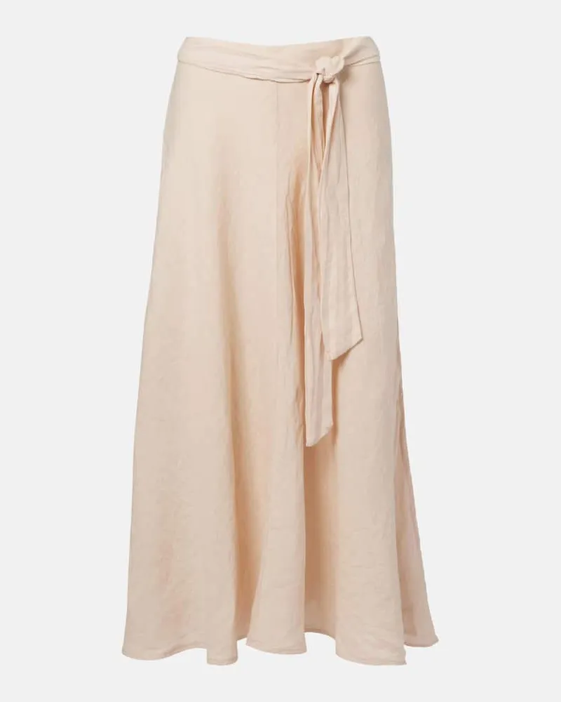 Velvet Midirock Malina aus Leinen Beige