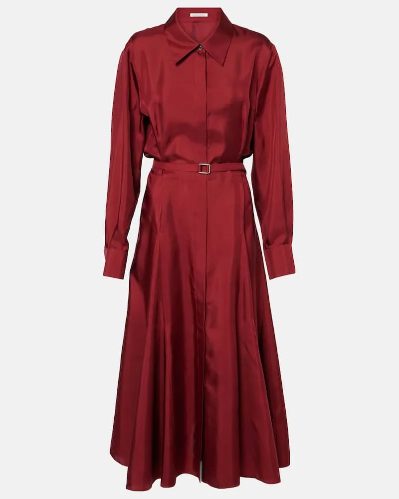 EMILIA WICKSTEAD Hemdblusenkleid Riko aus Seiden-Twill Burgunderrot