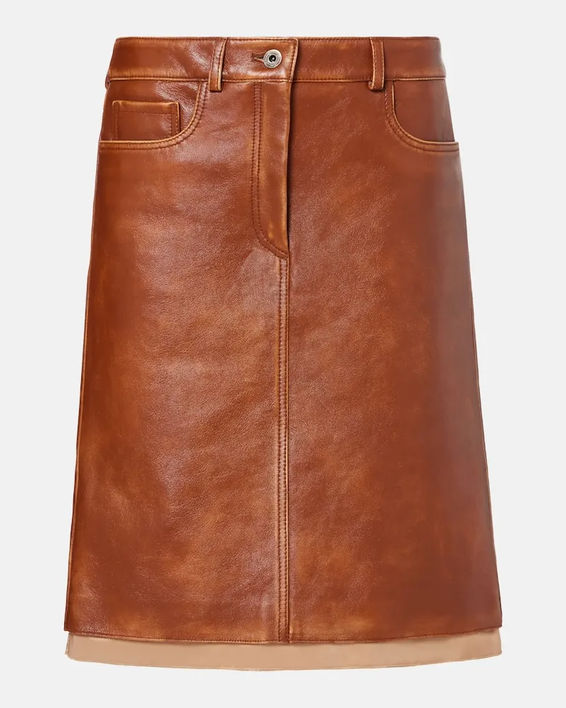 Miu Miu Midirock aus Leder Braun