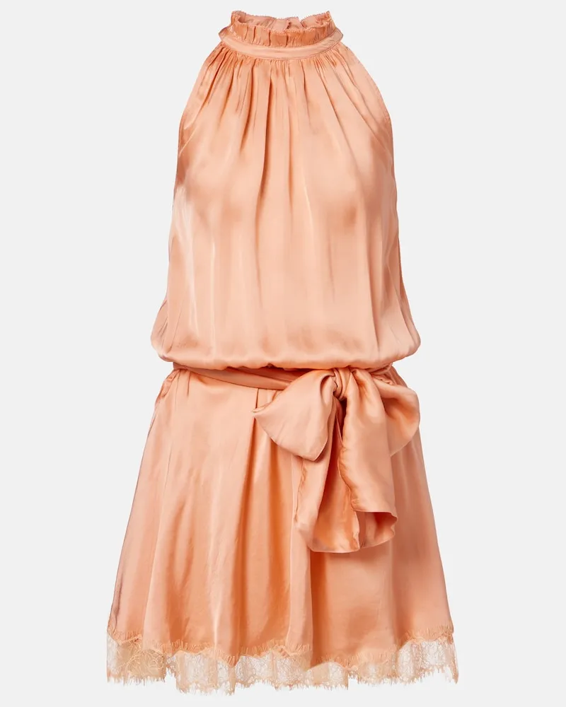 Poupette St Barth Playsuit Silvia aus Satin mit Spitze Rosa