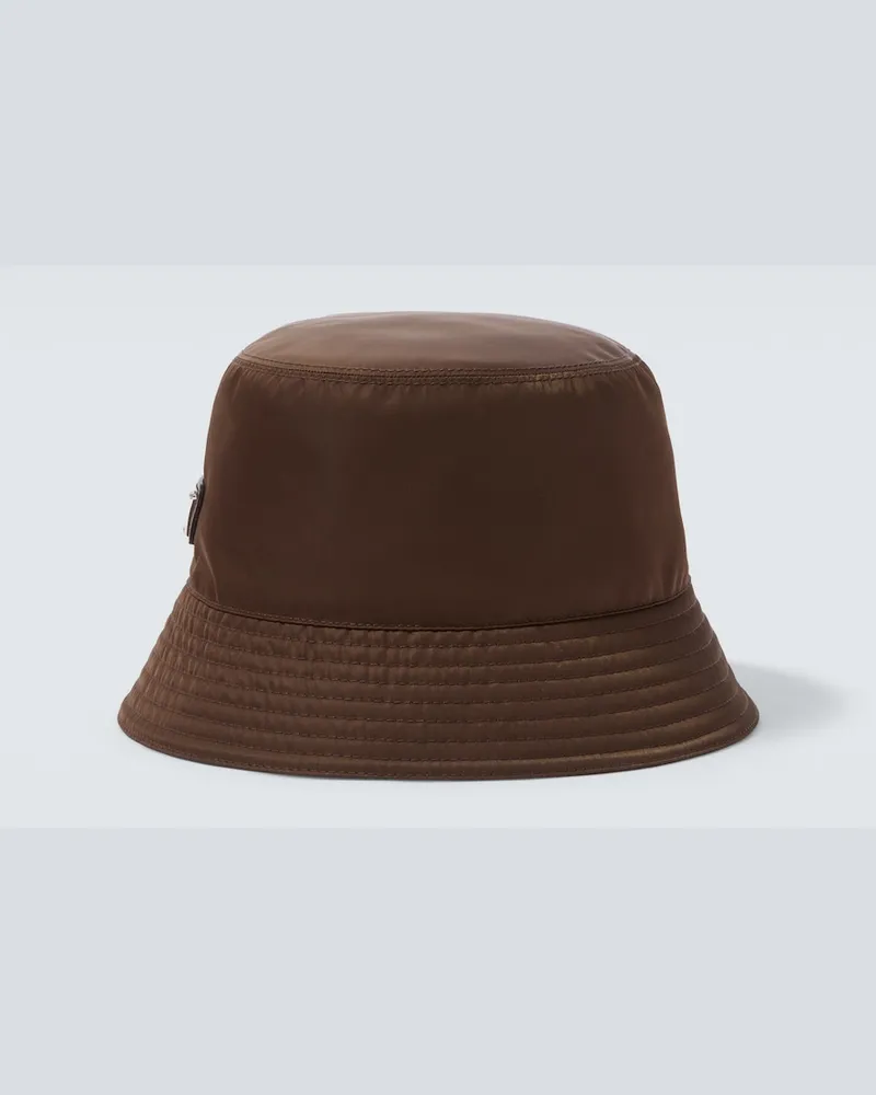 Prada Hut aus Re-Nylon Braun