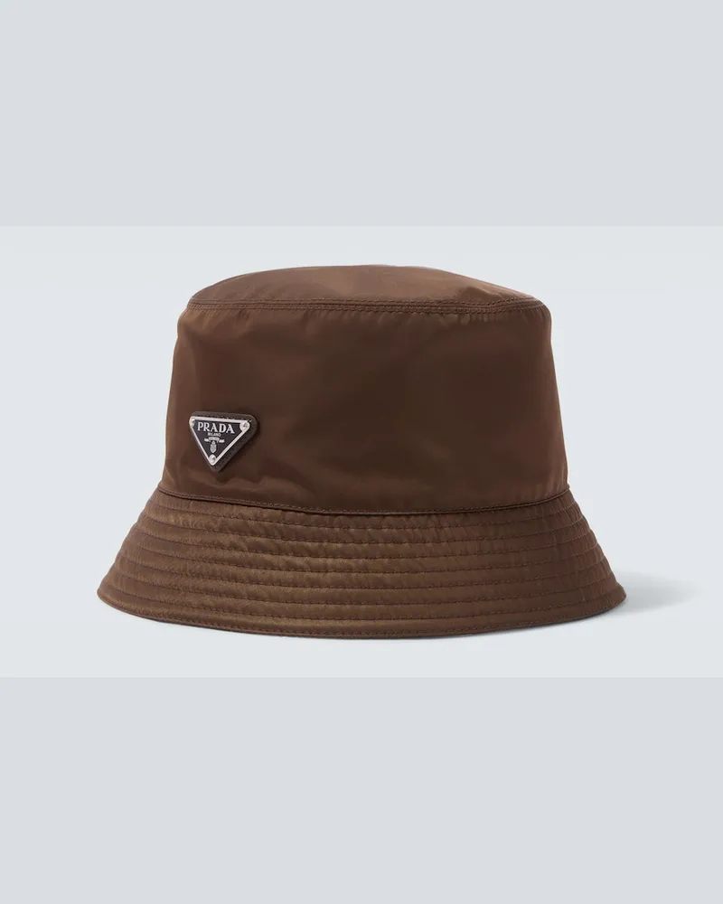 Prada Hut aus Re-Nylon Braun
