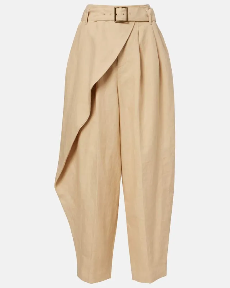 Ralph Lauren Barrel-Hose aus Leinen Beige