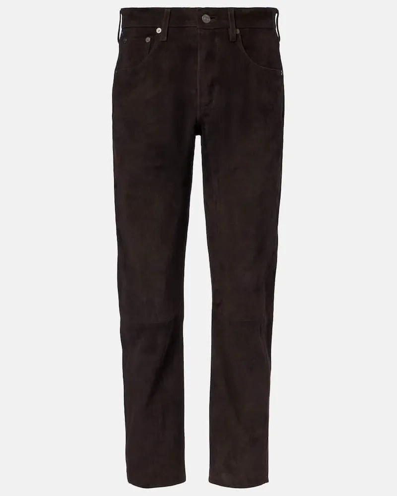 Citizens of humanity Gerade Low-Rise-Hose Winslow aus Veloursleder Braun