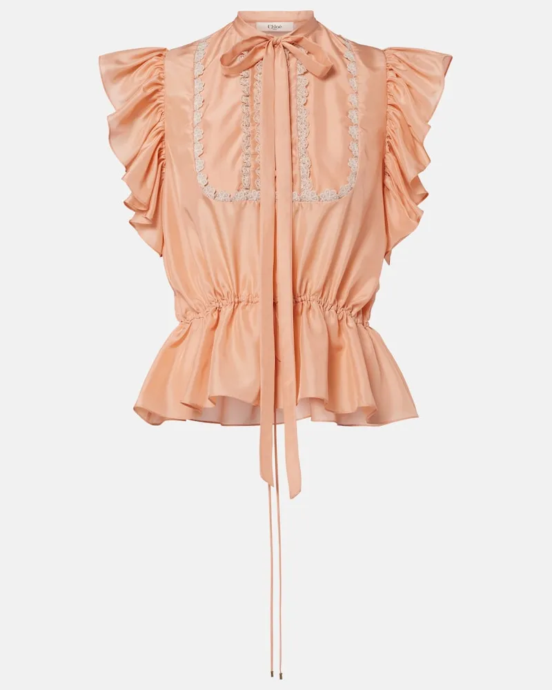 Chloé Chloé Top aus Seide mit Spitze Rosa