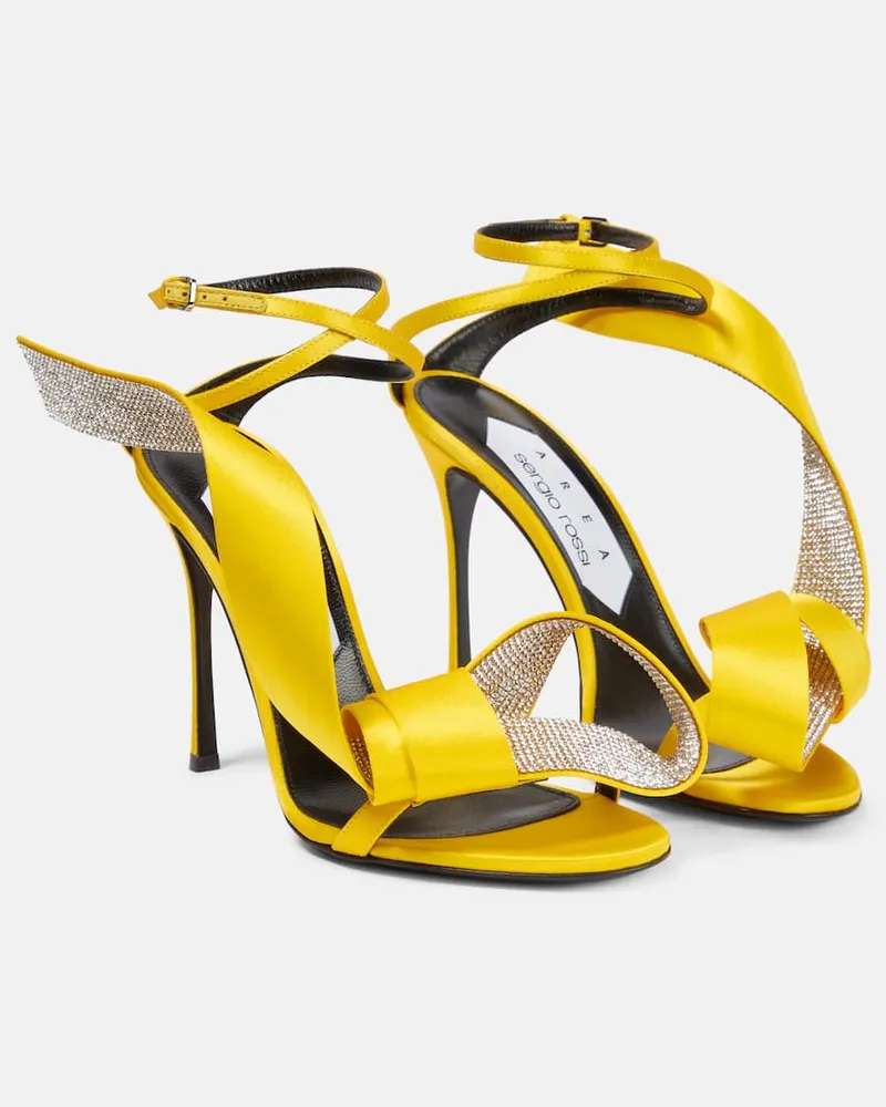 Area X Sergio Rossi Verzierte Sandalen aus Satin Gelb