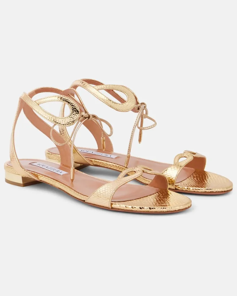 Aquazzura Sandalen Tessa aus Metallic-Leder Gold