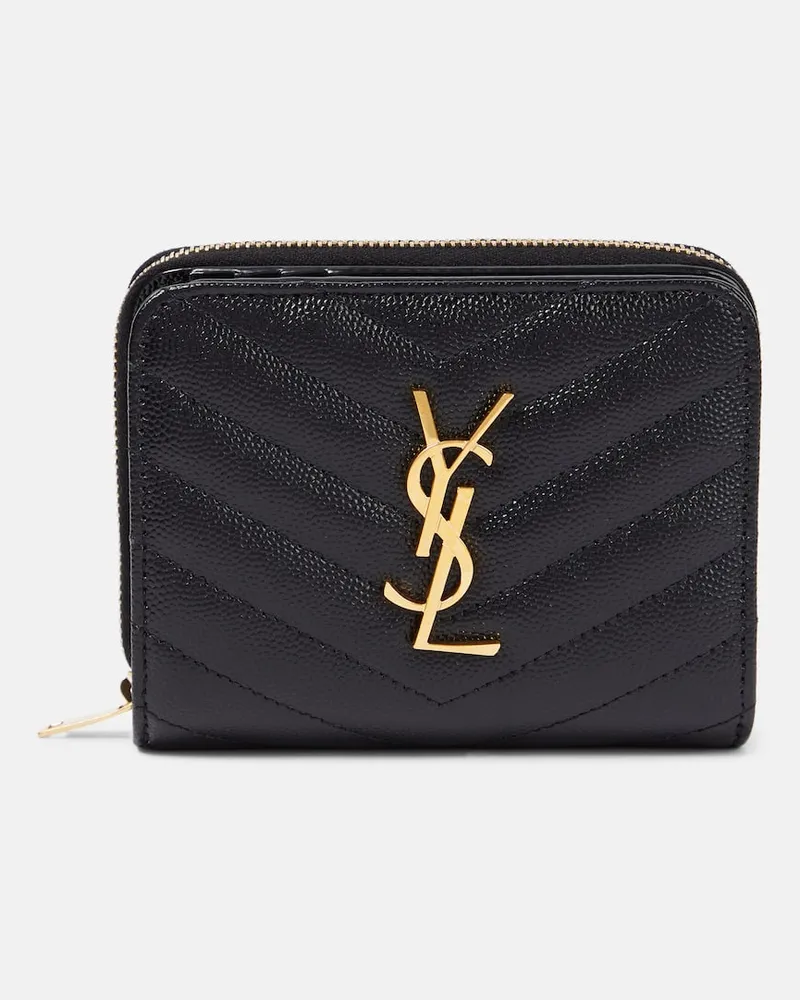 Saint Laurent Portemonnaie Cassandre aus Matelassé-Leder Schwarz