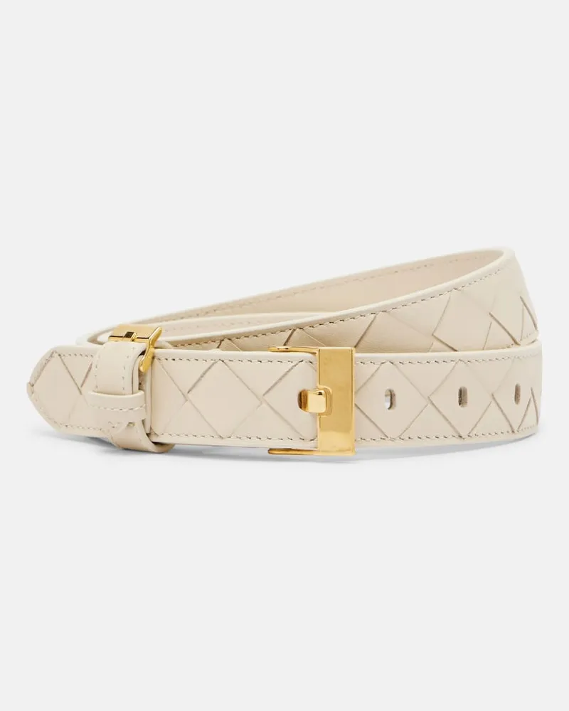 Bottega Veneta Gürtel Intrecciato aus Leder Beige