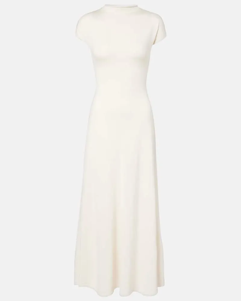 TOVE Midikleid Lenore aus Wolle und Seide Weiß