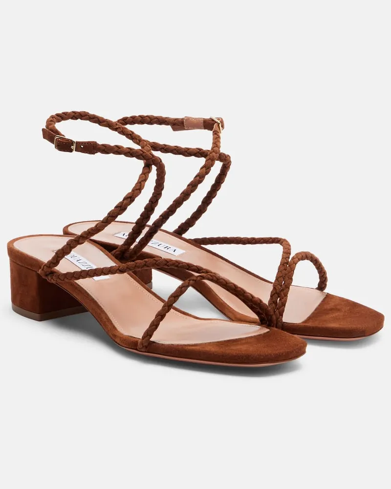Aquazzura Sandalen Luca aus Veloursleder Braun