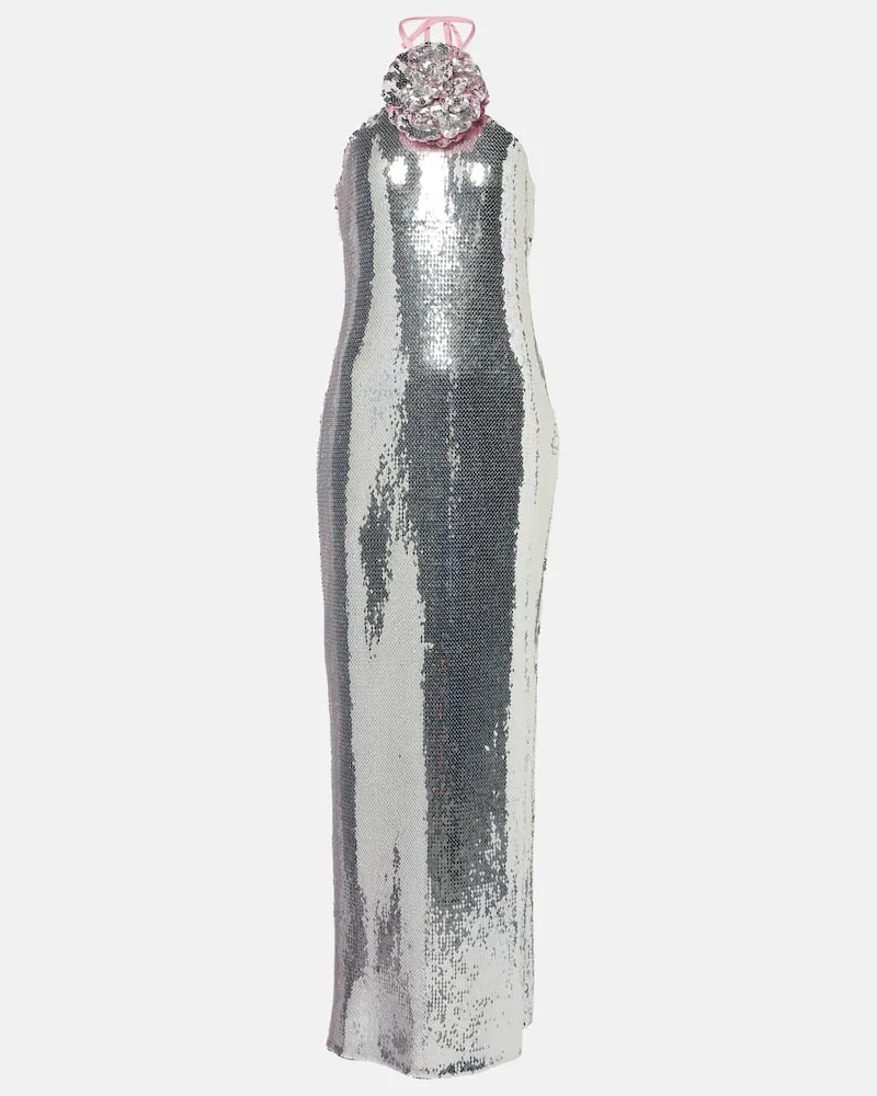 Rodarte Robe mit Pailletten Silber
