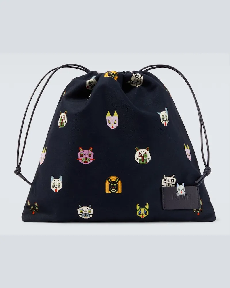 Loewe X Louis Wain Etui aus Baumwoll-Canvas Blau