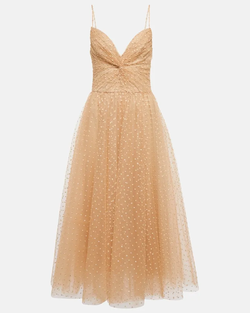 Monique Lhuillier Midikleid aus Tüll Gold