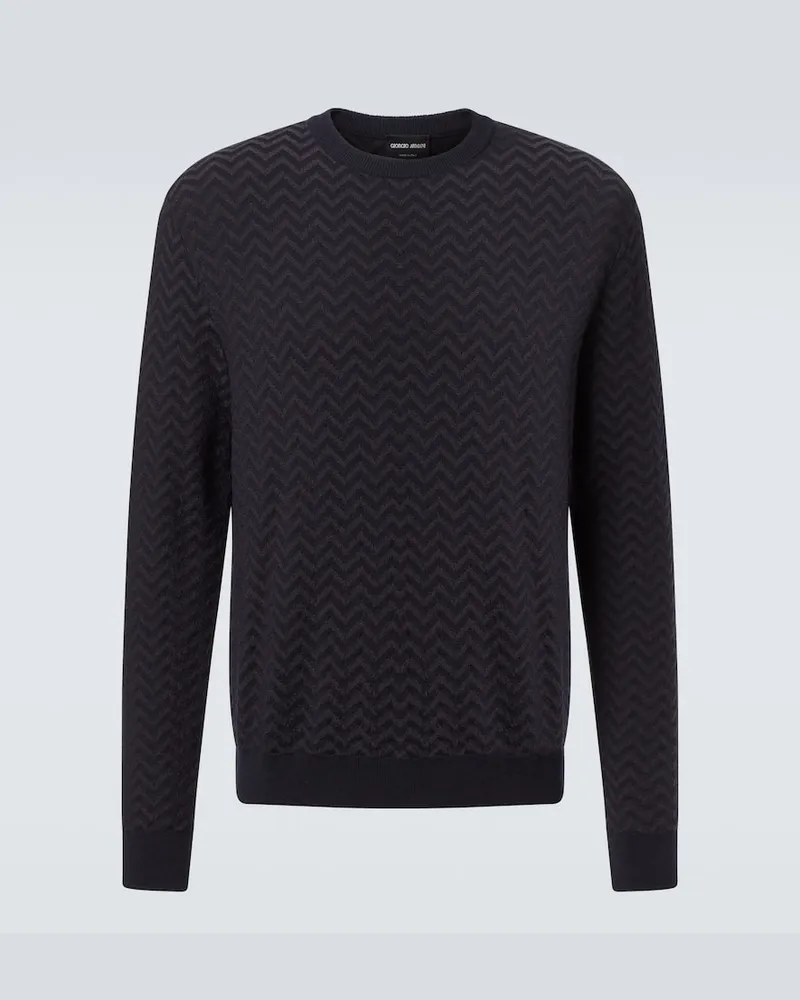 Giorgio Armani Pullover aus einem Wollgemisch Blau