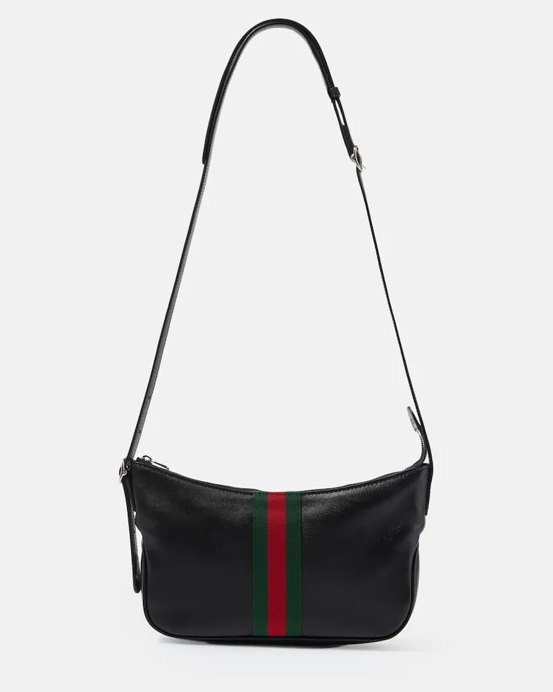 Gucci Messenger Bag Lunetta Small aus Leder Schwarz