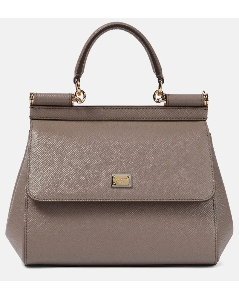 Dolce & Gabbana Tote Sicily Small aus Leder Braun