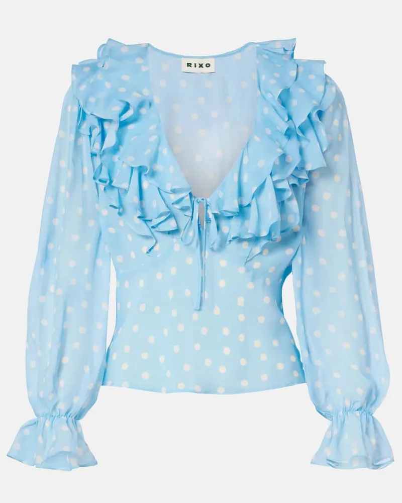 RIXO Top Lasca aus Seide Blau