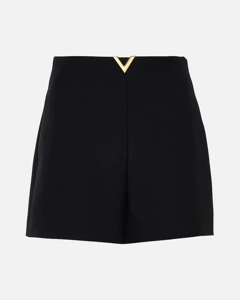 Valentino Garavani High-Rise Shorts VGold aus Crepe Couture Schwarz