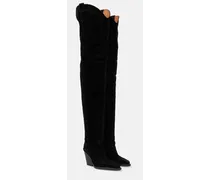 Overknee-Stiefel aus Veloursleder