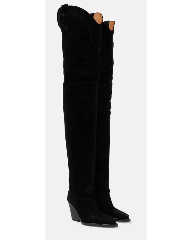 Paris Texas Overknee-Stiefel aus Veloursleder Schwarz