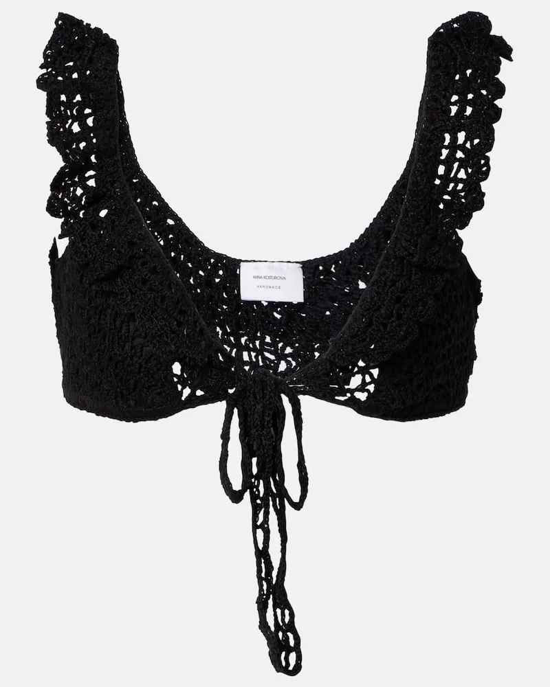 Anna Kosturova Cropped-Top aus Häkelstrick Schwarz