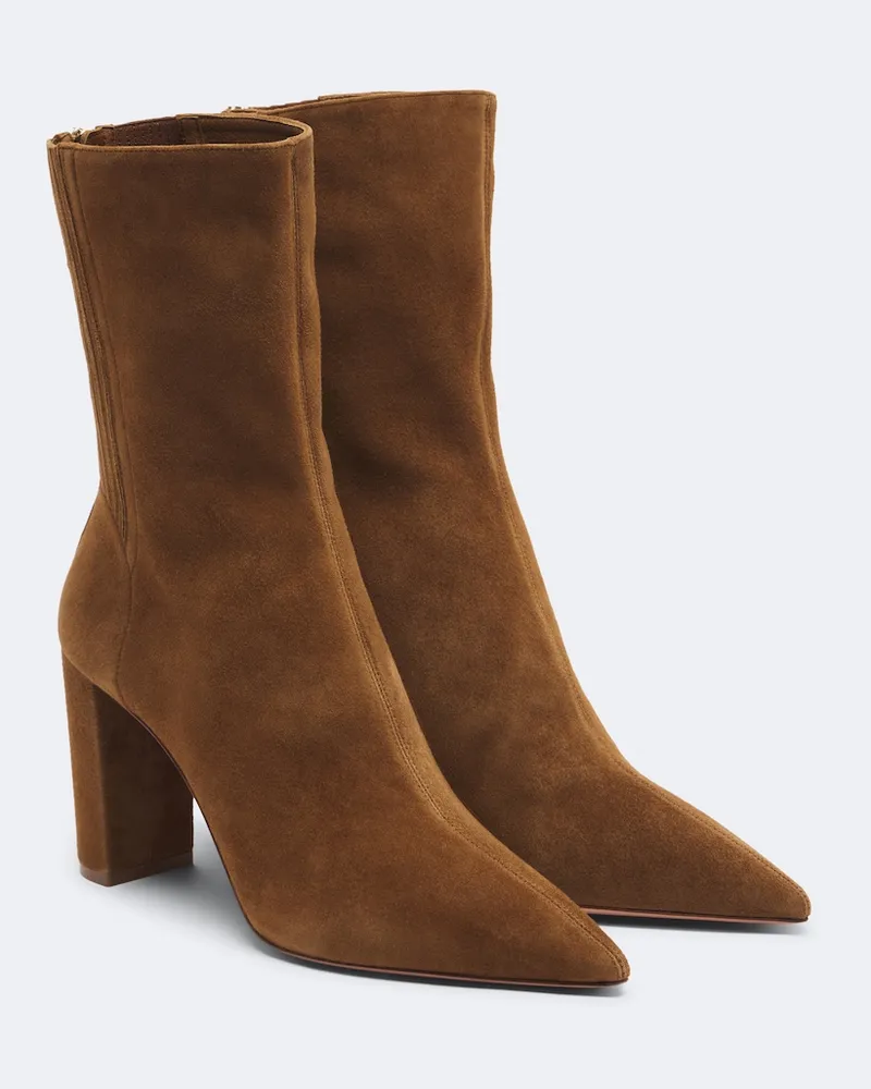 Aquazzura Ankle Boots Saint Honoré aus Veloursleder Braun