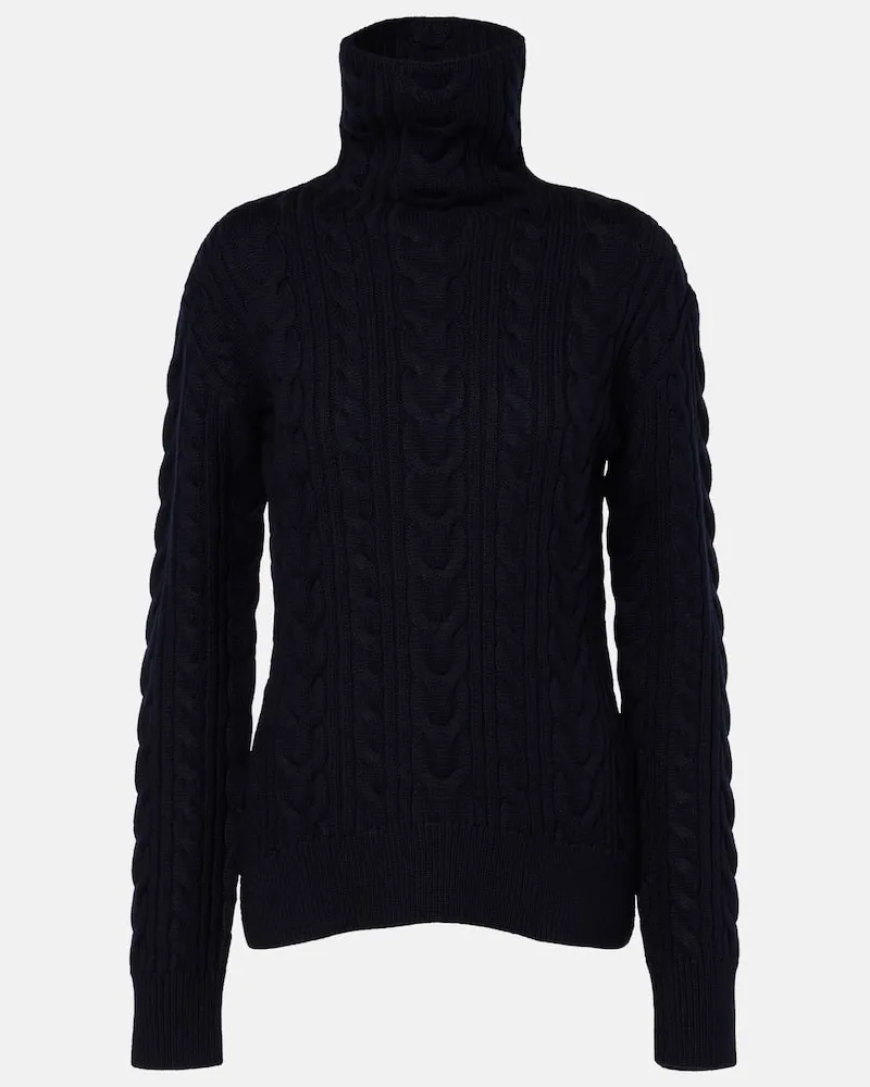Totême Rollkragenpullover aus Wolle und Baumwolle Blau