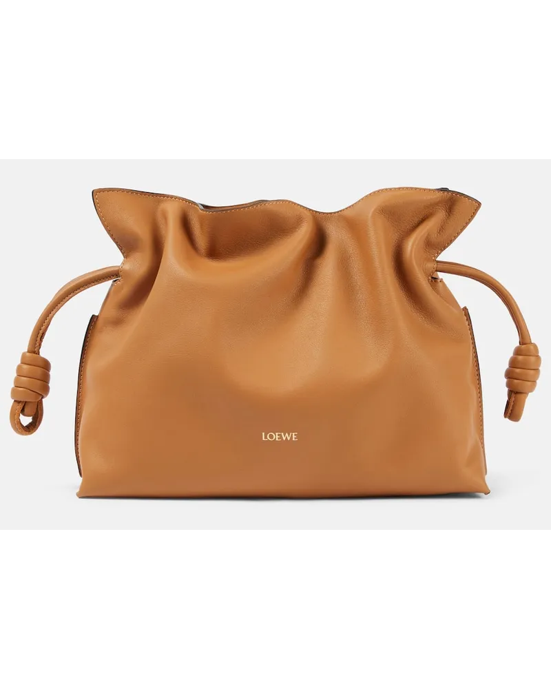Loewe Clutch Flamenco aus Leder Braun