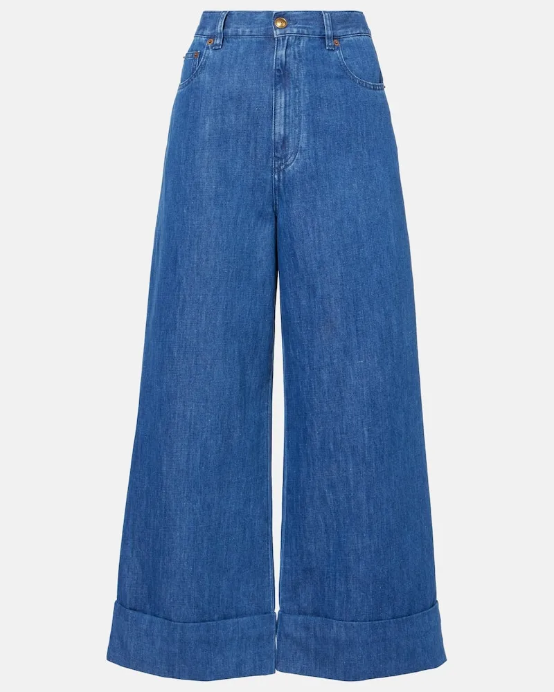 Valentino Garavani High-Rise Wide-Leg Jeans Blau