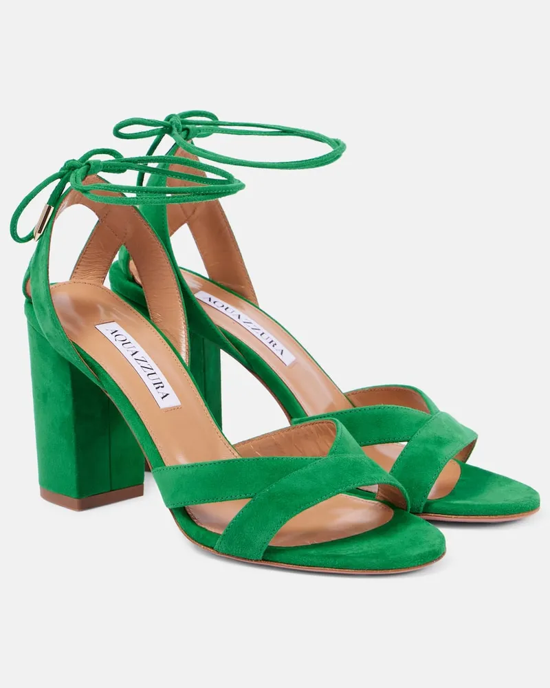 Aquazzura Sandalen Very Ari 85 aus Veloursleder Grün